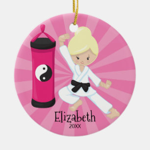 Cute Karate Girl Personalised Christmas Ornament