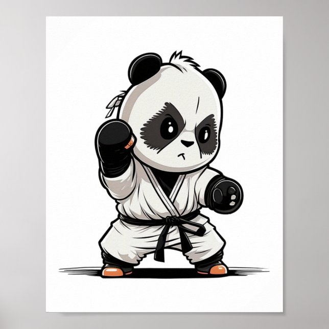 Cute Karate Panda Keikogi - Japanese Martial Arts  Poster (Front)