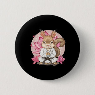 Cute Karate Squirrel Lotus Flower Kung Fu Mma Kick 6 Cm Round Badge