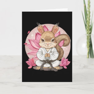 Cute Karate Squirrel Lotus Flower Kung Fu Mma Kick Card