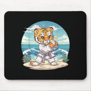 Cute Karate Tiger Kickboxing Taekwondo Jiu-Jitsu Mouse Pad