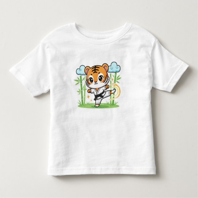 Cute Karate Tiger Kids Design Toddler T-Shirt (Front)
