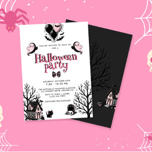 Cute Kawai Pink Halloween Party Invitation