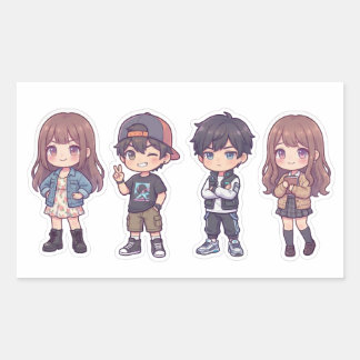 Cute Kawaii Adorable Chibi Kids Sticker Pack of 4