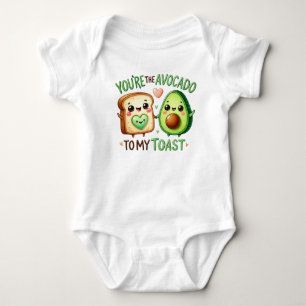 Cute Kawaii Alvacado and Toast Baby Bodysuit