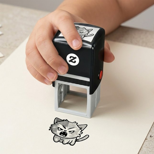 Cute Kawaii Angry Cat - Pop Art Hissing Kitty Self-inking Stamp (Cute Kawaii Angry Cat - Pop Art Hissing Kitty. Self-inking Stamp)