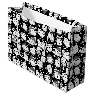 Cute Kawaii Animal Doodle Pattern (3) Large Gift Bag