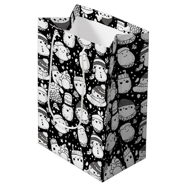 Cute Kawaii Animal Doodle Pattern (3) Medium Gift Bag (Front Angled)
