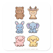 Cute Kawaii Animal Stickers | Bear Deer Bunny Set