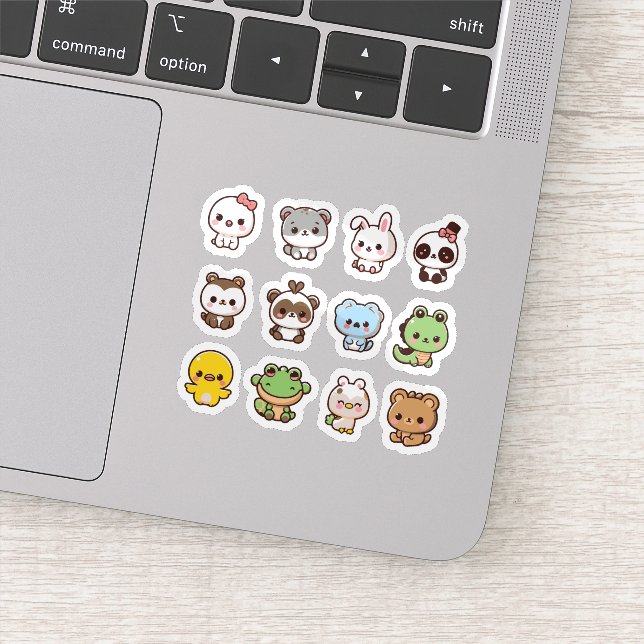 Cute kawaii animals sticker set (Detail)