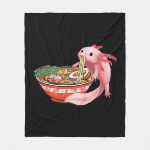 Cute Kawaii Anime Axolotl Japanese Ramen Noodles A Fleece Blanket