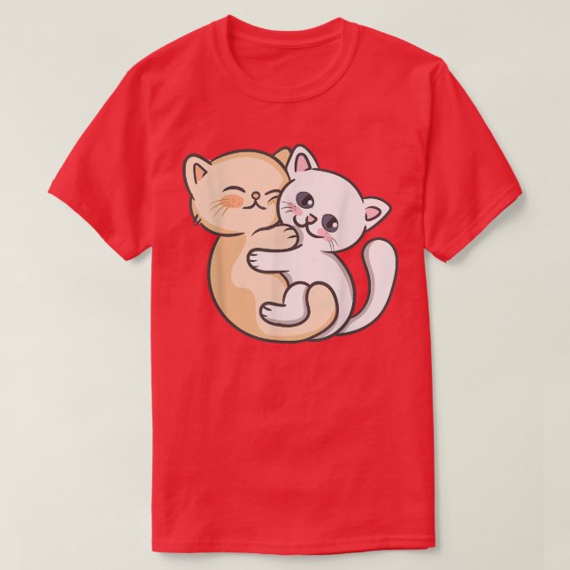 Cute Kawaii Anime - Cat Kitten Cuddling - Kawaii J T-Shirt (Design Front)