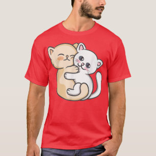 Cute Kawaii Anime - Cat Kitten Cuddling - Kawaii J T-Shirt