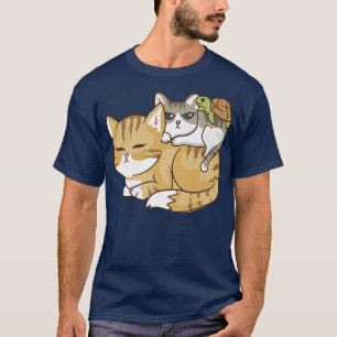 Cute Kawaii Anime - Cats and A Turtle Pile - Kawai T-Shirt