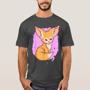 Cute Kawaii Anime Fennec Fox With Flowers Aestheti T-Shirt
