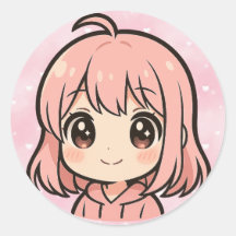 Cute Kawaii Anime Girl Face Sticker