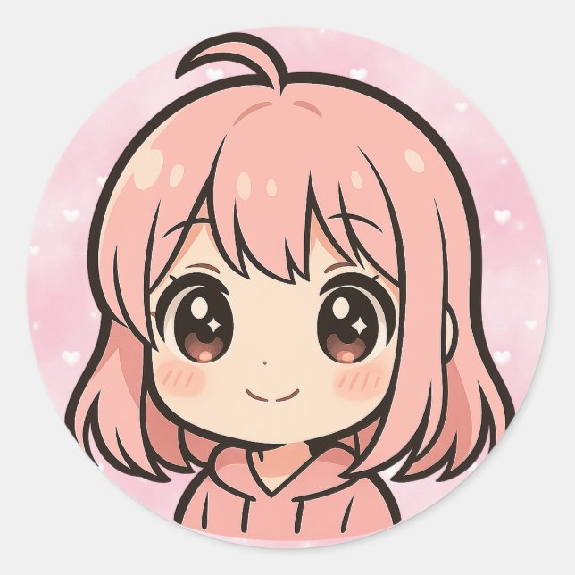Cute Kawaii Anime Girl Face Sticker (Front)