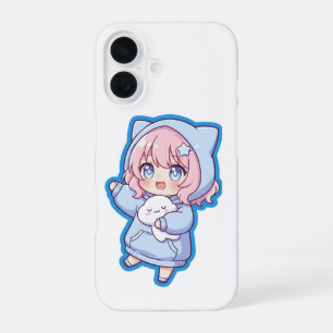 Cute Kawaii Anime Girl Sticker iPhone 16 Case