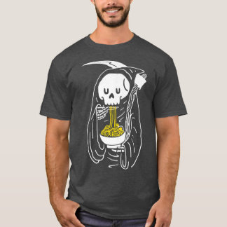 Cute Kawaii Anime Skeleton Eating Ramen Noodles Ja T-Shirt