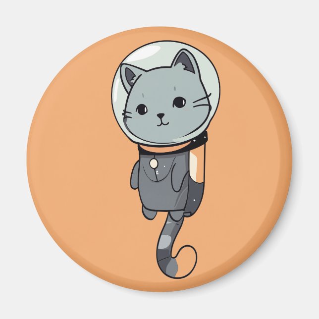 Cute Kawaii Astronaut Kitten Magnet (Front)
