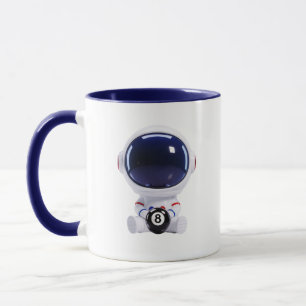Cute Kawaii Astronaut Sitting with 8 Ball Space Th Mug