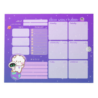 Cute Kawaii Astronaut Undated Weekly Planner Notepad