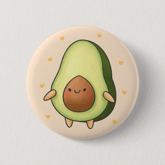 Cute Kawaii Avocado 6 Cm Round Badge (Front)