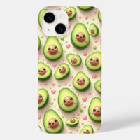 Cute Kawaii Avocado and Pink Hearts Pattern Sweet