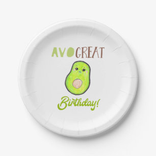 Cute Kawaii Avocado Avo Great Birthday Sweet Paper Plate