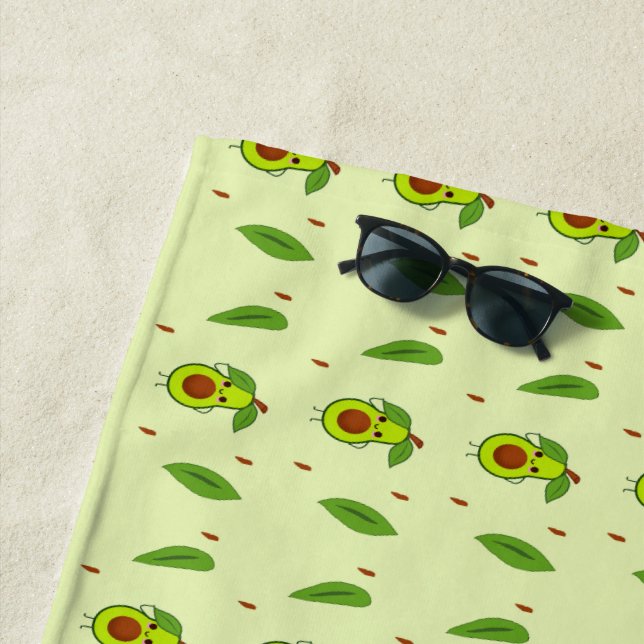 Cute kawaii avocado beach towel (In Situ)