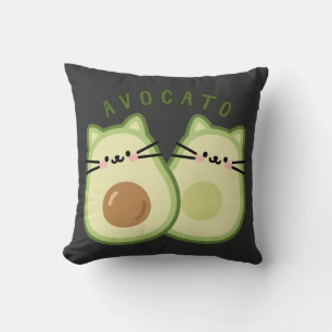 Cute Kawaii Avocado Cat Mashup Cushion