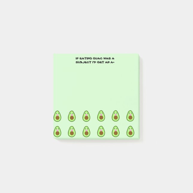 Cute Kawaii Avocado Funny School Memo Post-it Notes (Front)