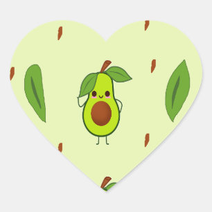 Cute kawaii avocado heart sticker