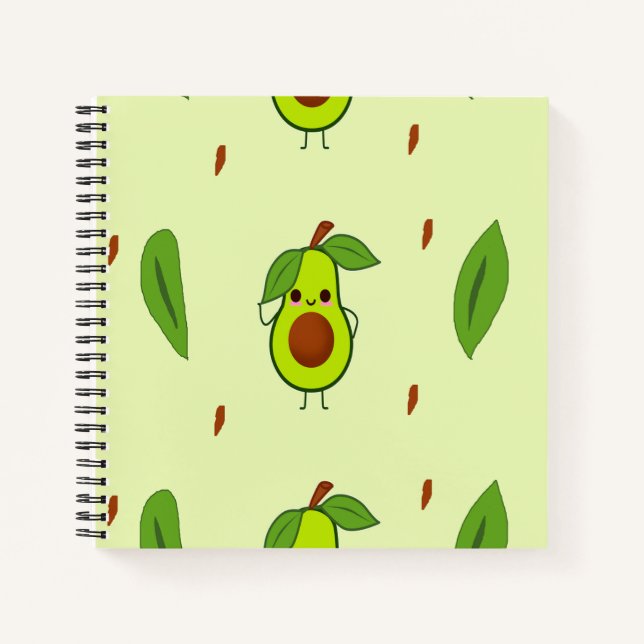 Cute kawaii avocado notebook (Front)
