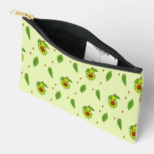 Cute kawaii avocado on green accessory pouch