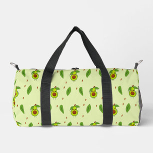 Cute kawaii avocado on green duffle bag