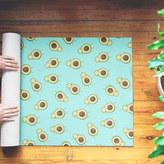 Cute Kawaii Avocado Pattern Yoga Mat (Creator Uploaded)