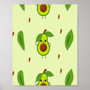 Cute kawaii avocado poster