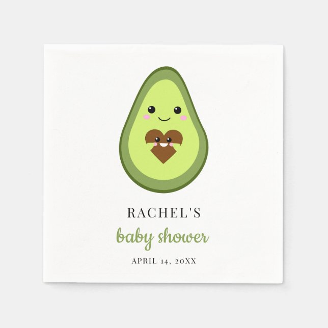 Cute Kawaii Avocado Pregnant Baby Shower Fiesta Napkin (Front)