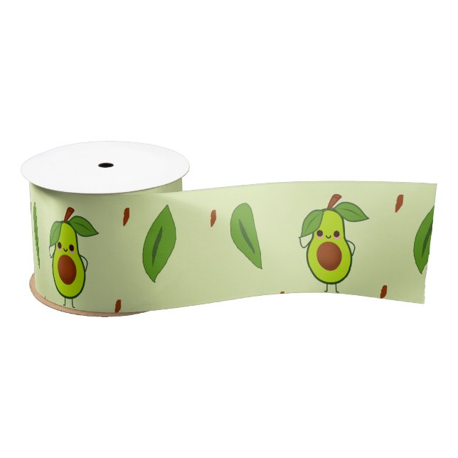 Cute kawaii avocado satin ribbon (Spool)