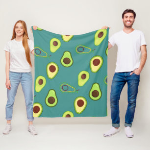 Cute Kawaii Avocado slice summer gradient Pattern Fleece Blanket