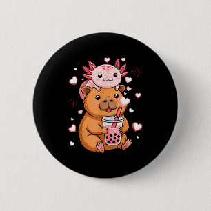 Cute Kawaii Axolotl Capybara Bubble Tea Boys Girls 6 Cm Round Badge