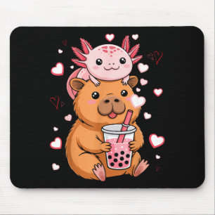 Cute Kawaii Axolotl Capybara Bubble Tea Boys Girls Mouse Pad