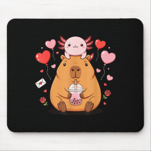 Cute Kawaii Axolotl Capybara Bubble Tea Boys Girls Mouse Pad
