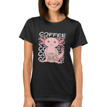 Cute Kawaii Axolotl Drinking Coffee