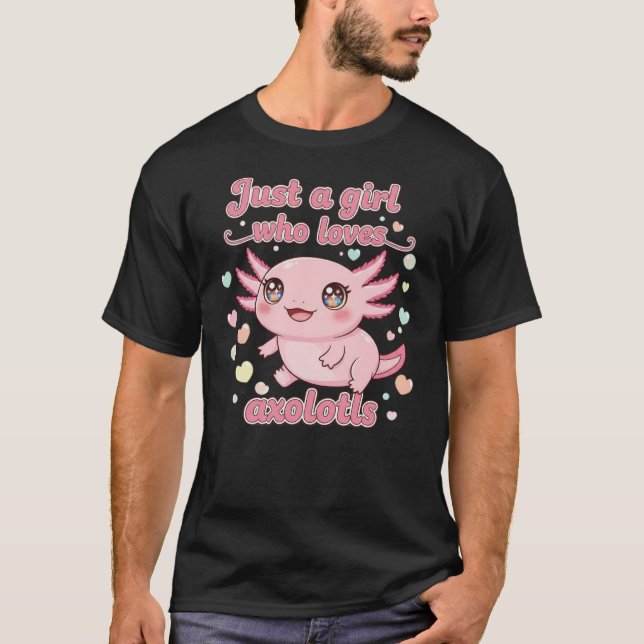 Cute Kawaii Axolotl Girl Design T-Shirt (Front)