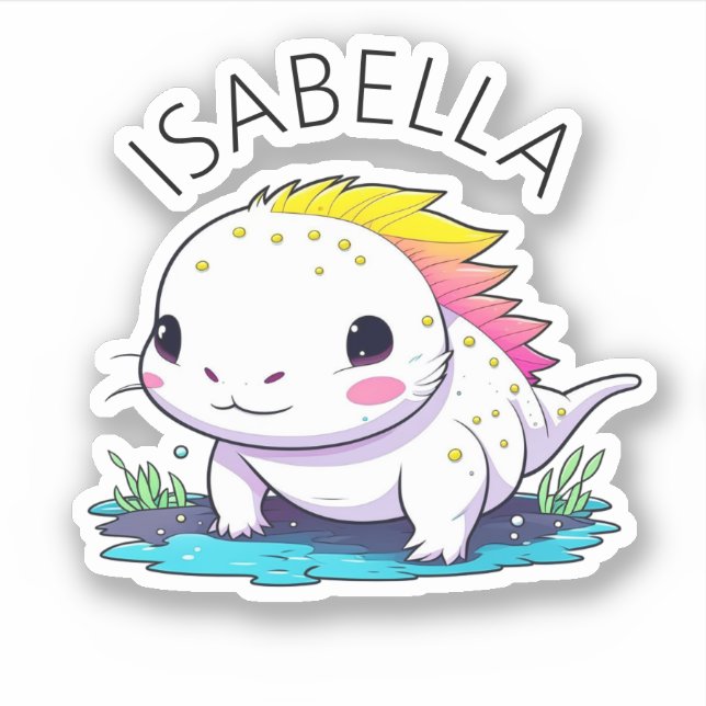 Cute Kawaii Axolotl Illustration Personalised (Front)