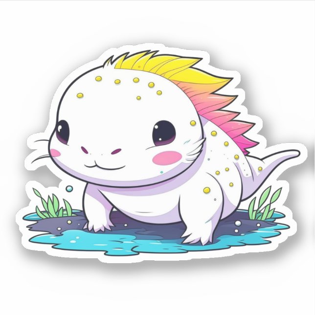 Cute Kawaii Axolotl in Water (Front)