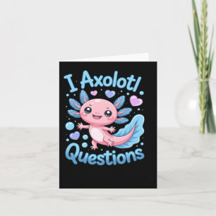 Cute Kawaii Axolotl Questions Blue And Pink Card