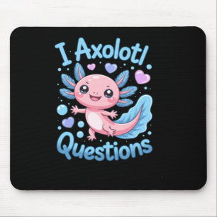 Cute Kawaii Axolotl Questions Blue And Pink Mouse Pad